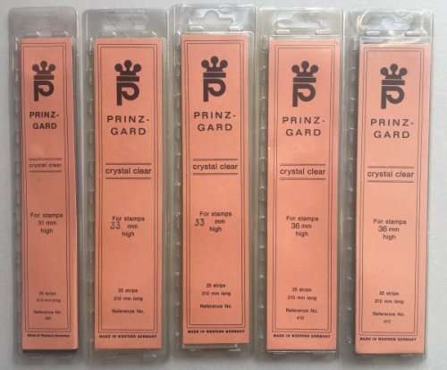 PRINZ stamp mount strips SMALL 31mm to 36mm (5 packs)